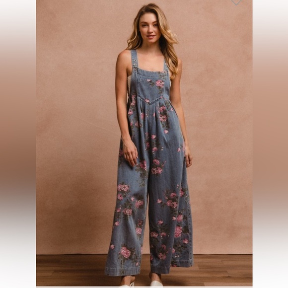 BiBi Gauze Buttoned Up Overall Jumpsuit with Pockets main image 0